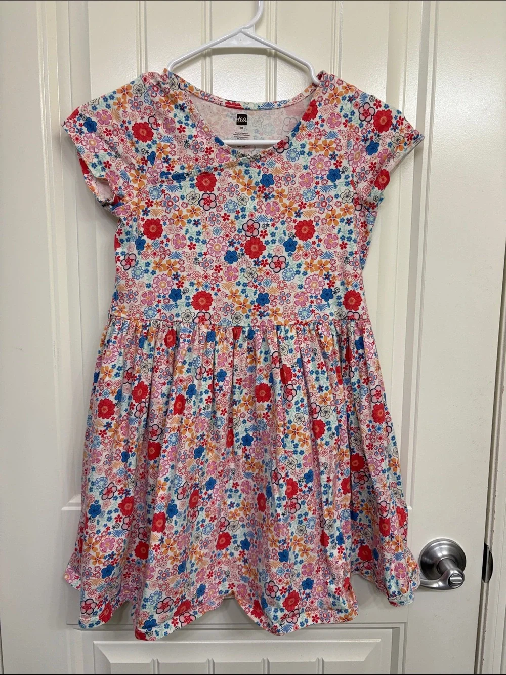 Tea Girls Floral Cap Sleeve Dress - Pink Multi
